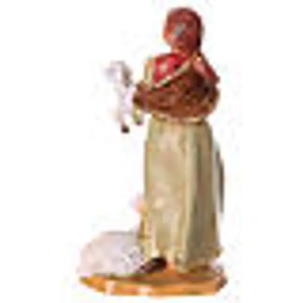 Bergère avec deux moutons santon Fontanini pour crèche PVC de 12 cm