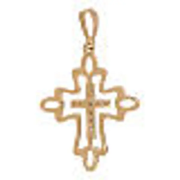 Pendentif croix bicolore strass bordure or 18K 1,35 gr