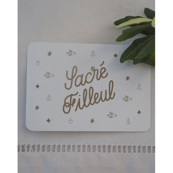 Mini carte « Sacré Filleul » dorée
