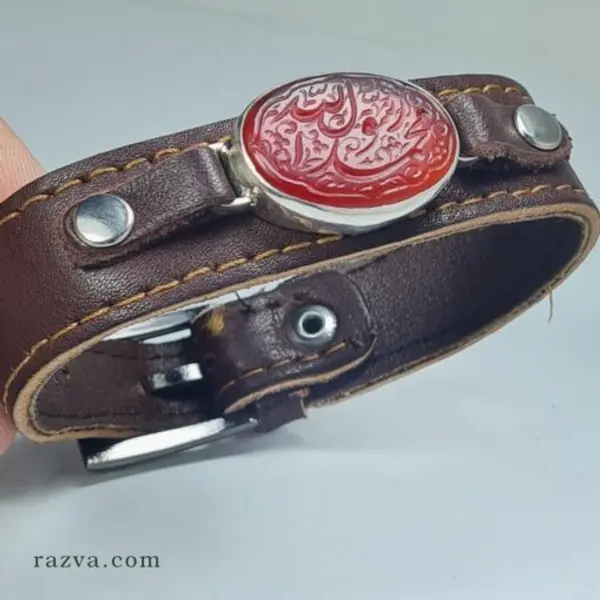 Achat bracelet homme cuir naturel pas cher | Agate rouge