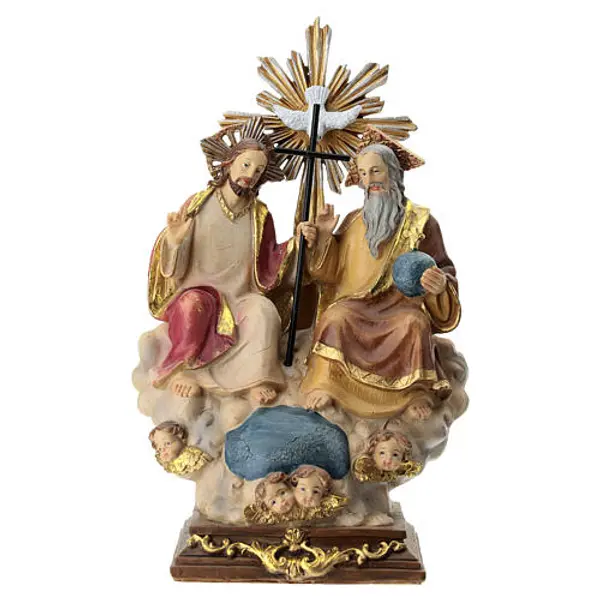 Sainte Trinité statue résine colorée 20x10x8 cm