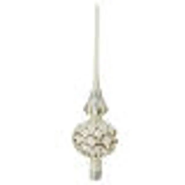 Cimier sapin de Noël verre soufflé blanc motifs pailletés 35 cm