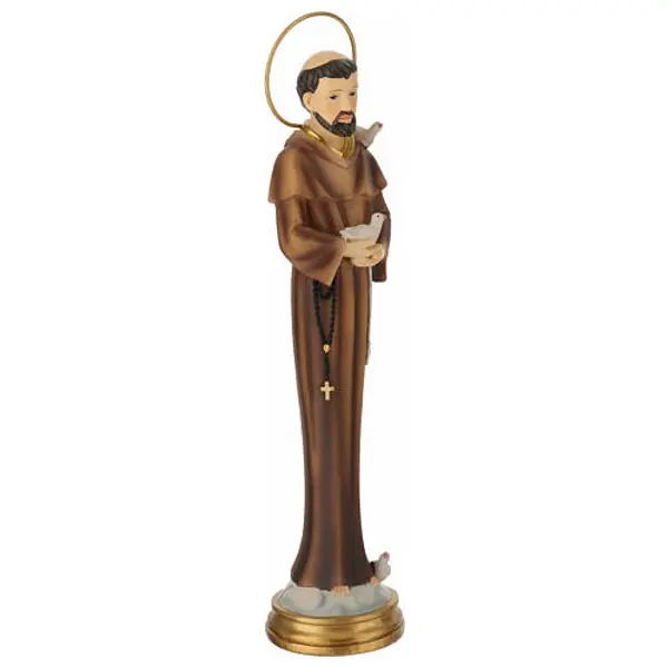 Statue Saint François d'Assise stylisée résine peinte 30 cm