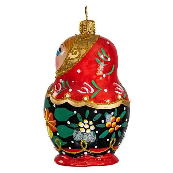 Décoration sapin verre soufflé poupée russe