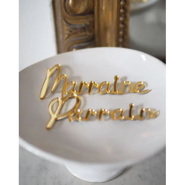 Décoration Marraine et Parrain en plexi doré
