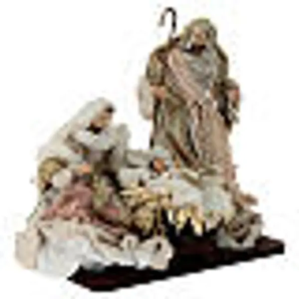 Ensemble Nativité tissu blanc et or 30 cm