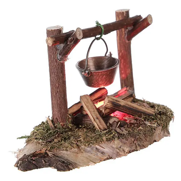 Bivouac feu VÉRITABLE LED clignotant 4,5V crèche 8-10 cm