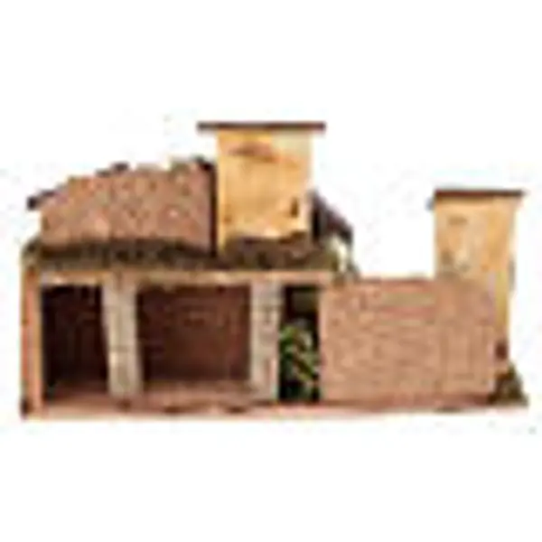 Ensemble de maisons en rangée avec ruisseau 20x10x10 cm crèche 8-10 cm