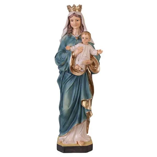 Statue Vierge à l'Enfant en résine 40 cm, vêtue de bleu