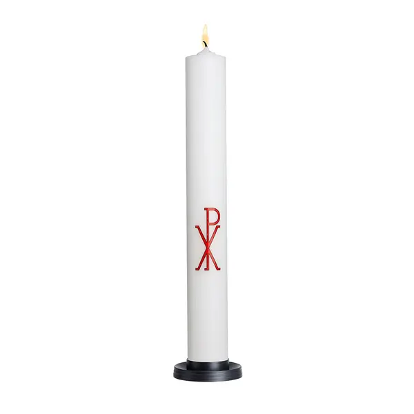 Cierge de baptême 35 cm "Px" avec poignée et rigole