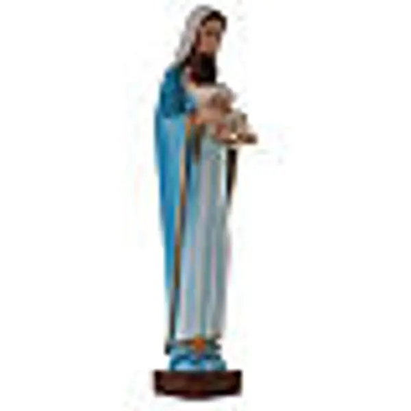 Statue Vierge à l'enfant Jésus marbre reconstitué 115 cm peint