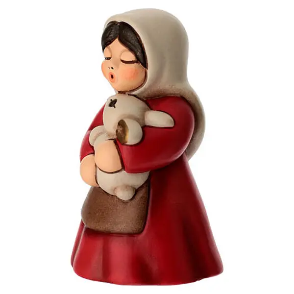 Paysanne avec lapin THUN pour Crèche Classique rouge