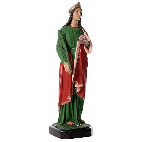 Sainte Lucie 85 cm fibre de verre colorée yeux verre