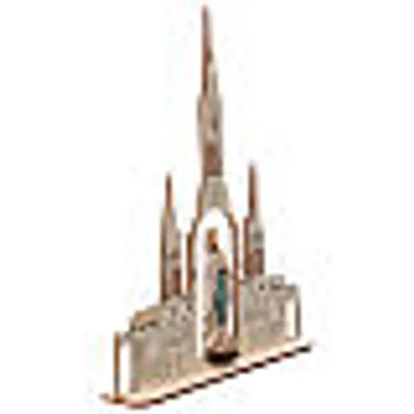 Statue Notre-Dame de Lourdes 8 cm avec basilique 20x16 cm bois peint Val Gardena
