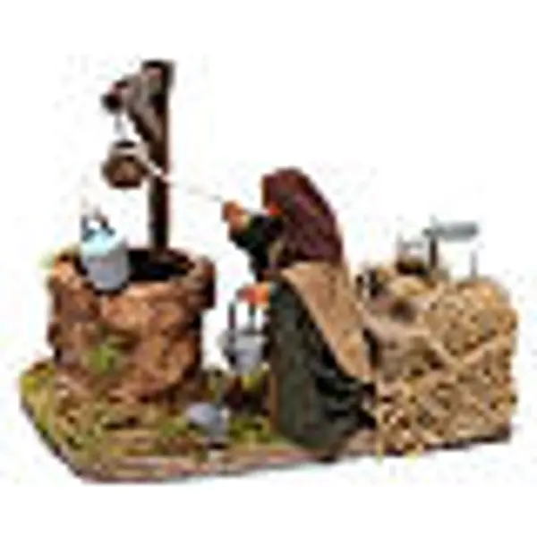 Femme au puits mouvement 10x10x15 cm pour crèche napolitaine 10 cm