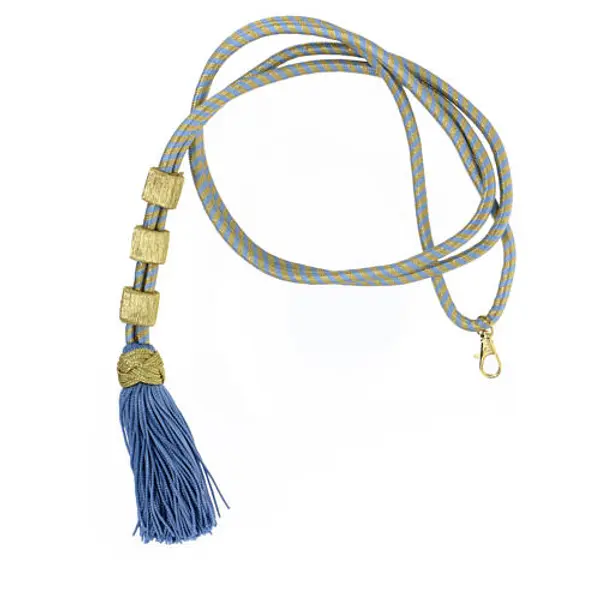 Cordon pour croix pectorale avec noeud de Salomon bleu ciel-or