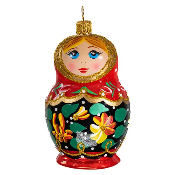Décoration sapin verre soufflé poupée russe