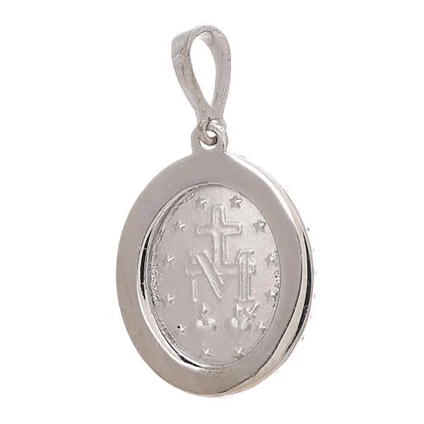 Pendentif Vierge Miraculeuse or blanc 18K strass 2,5 gr