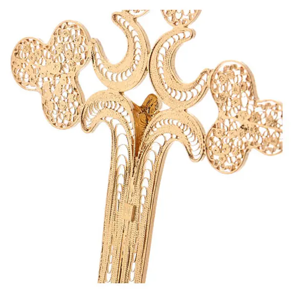 Croix pectorale filigrane d'argent dorée Corpus