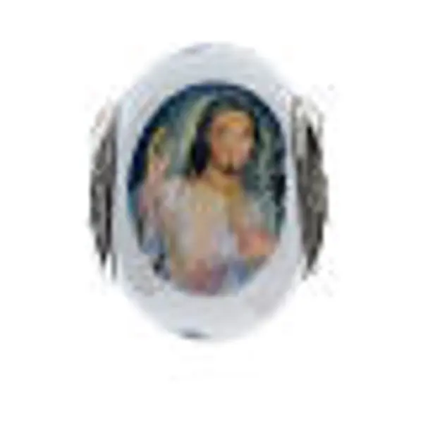 Passant charm Christ Miséricordieux pour bracelets verre Murano argent 925