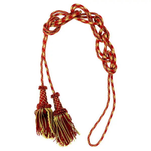 Cordon sacerdotal d'aube rouge et or gland bois cannetille de luxe
