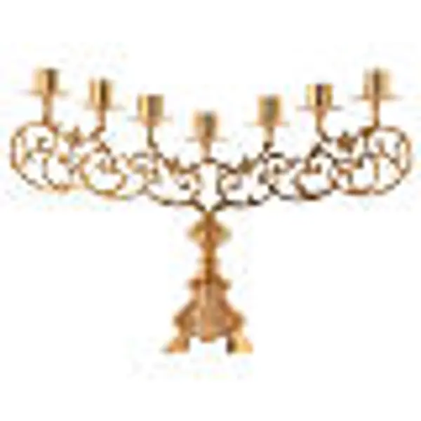 Candélabre baroque laiton 7 bagues bougies cire liquide