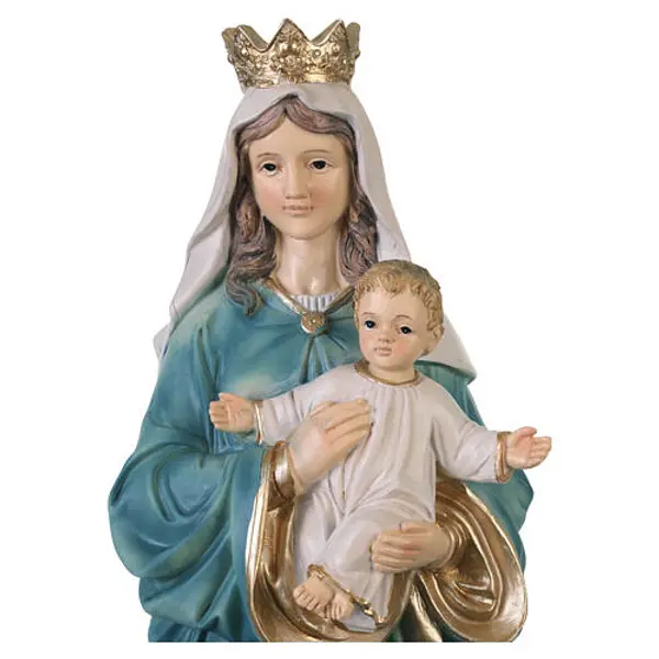 Statue Vierge à l'Enfant en résine 40 cm, vêtue de bleu