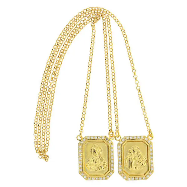 Scapulaire argent 925 doré avec zircons