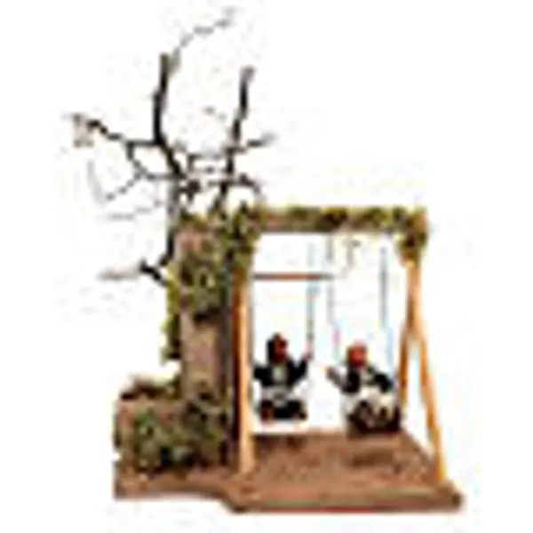 Enfants sur balançoires MOUVEMENT crèche napolitaine 12 cm