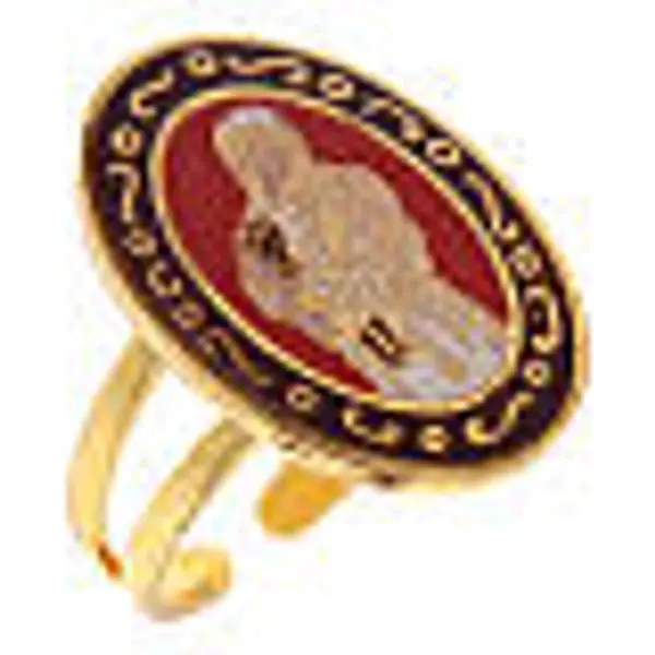 Bague Sainte Teresa de Calcutta émail corail taille réglable