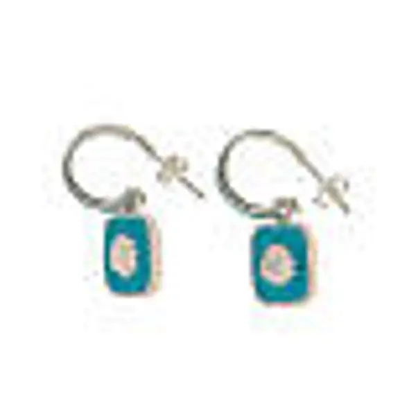 Boucles d'oreille anneaux argent 925 carré bleu clair avec coquillage HOLYART