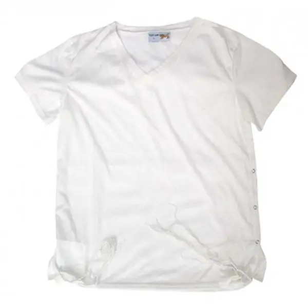 T-shirt Tzitzit pour homme avec Tzitzit casher, blanc - col en V, manches courtes en coton