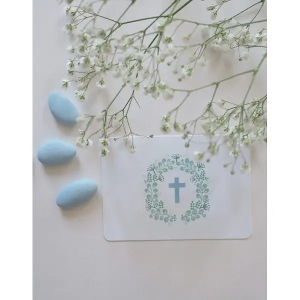 Mini Carte croix bleu/vert