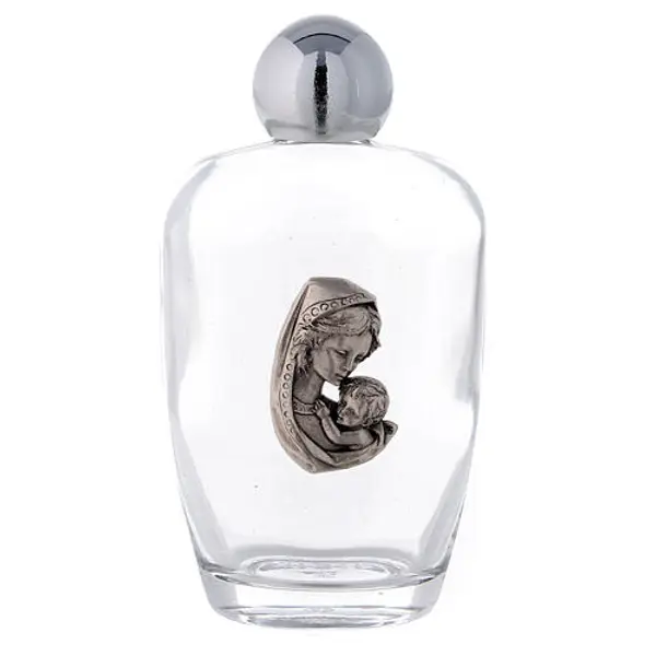 Flacon arrondi eau bénite Vierge à l'Enfant 100 ml (25 pcs) verre