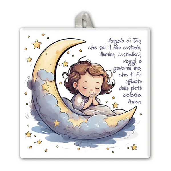 Carreau ange sur la lune 10x10 cm