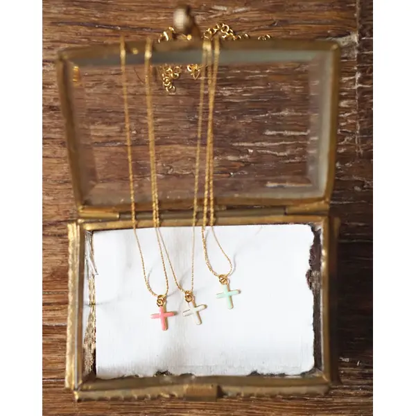 Collier croix émaillée