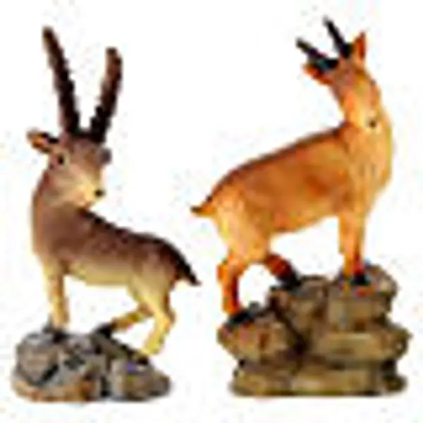 Daim et bouquetin en résine 10 cm pour crèche 12-14 cm