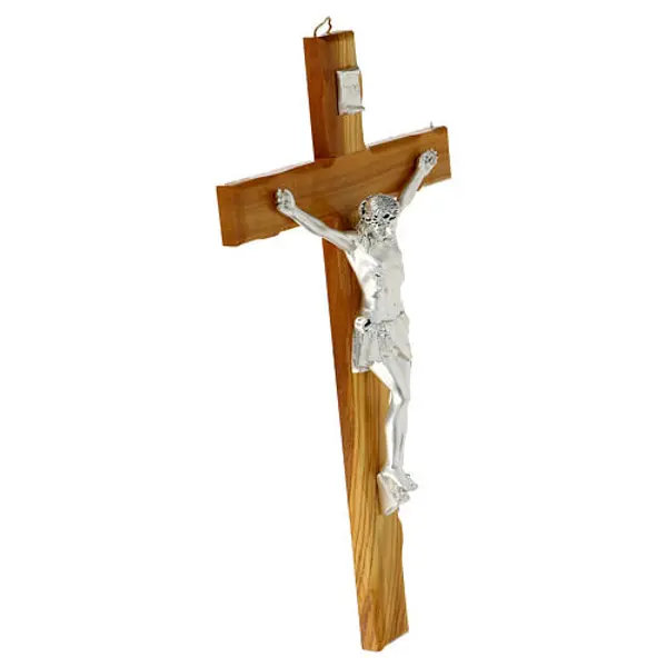 Crucifix olivier Chirst finition argent Valenti 35 cm