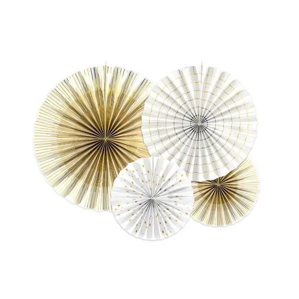 Lot de 4 rosaces 40/32/2x23 cm - Blancs et motifs dorés