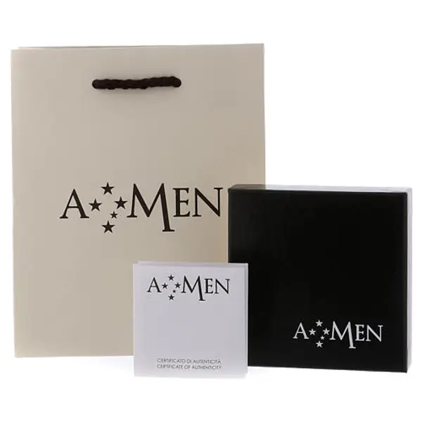 Chapelet tour de cour de cristaux AMEN argent 925 rosé