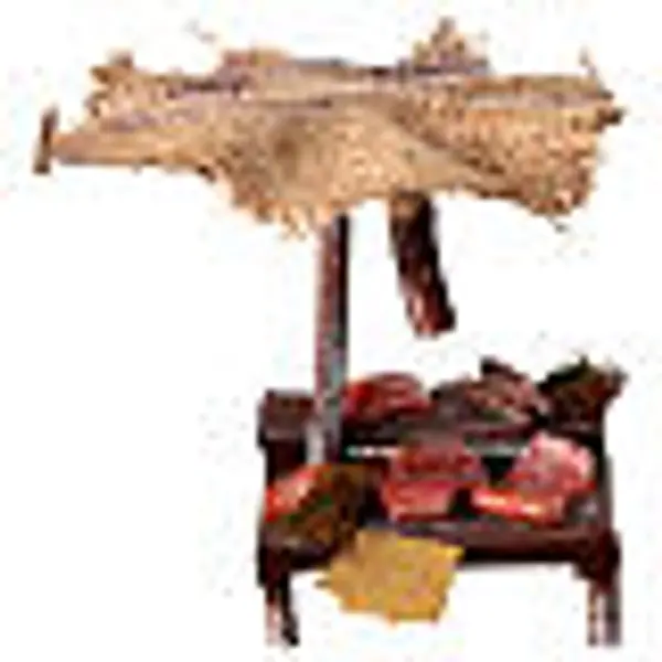 Banc crèche charcuterie et viande avec parasol 16x10x12 cm