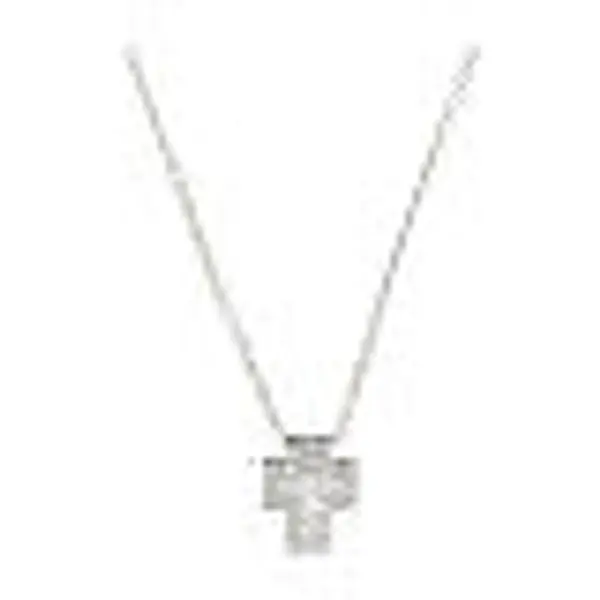 Collier Amen argent 925 rhodié croix zircons blancs