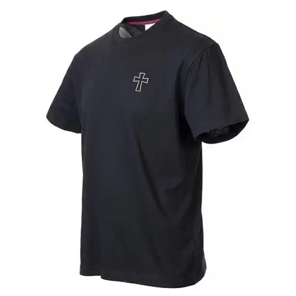 T-shirt noir Vebi Confezioni coton croix blanche