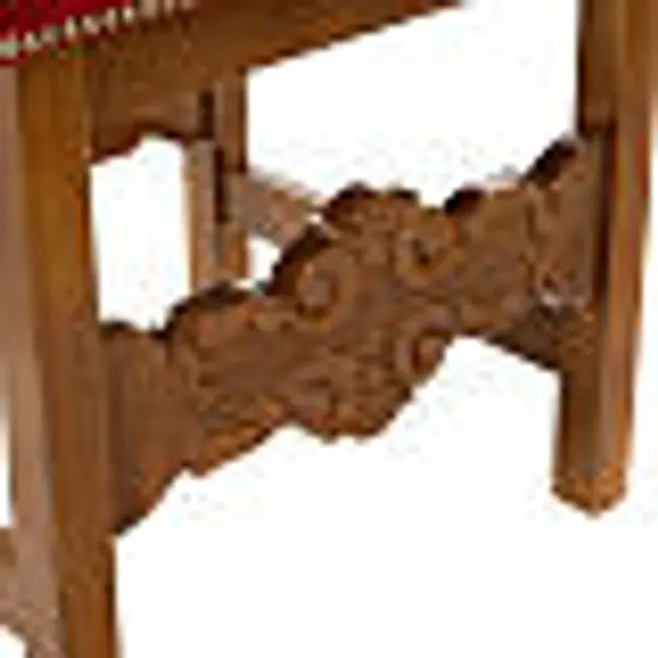 Tabouret baroque sacristie bois de noyer et velours