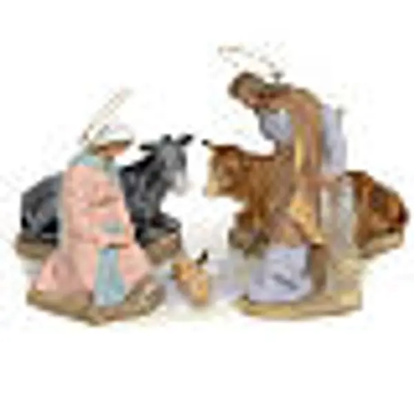 Sainte Famille 5 figurines pâte à bois 20 cm finition raffinée