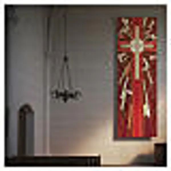 Banderole Slabbinck croix rouge motifs géométriques 300x100 cm