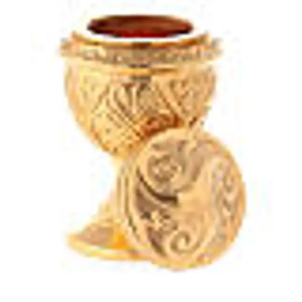 Ampoule huile Saint Chrême laiton doré décors baroques Molina