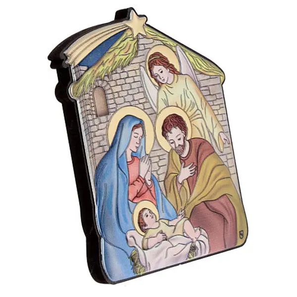 Bas-relief 10x7 cm Nativité bilaminé cabane