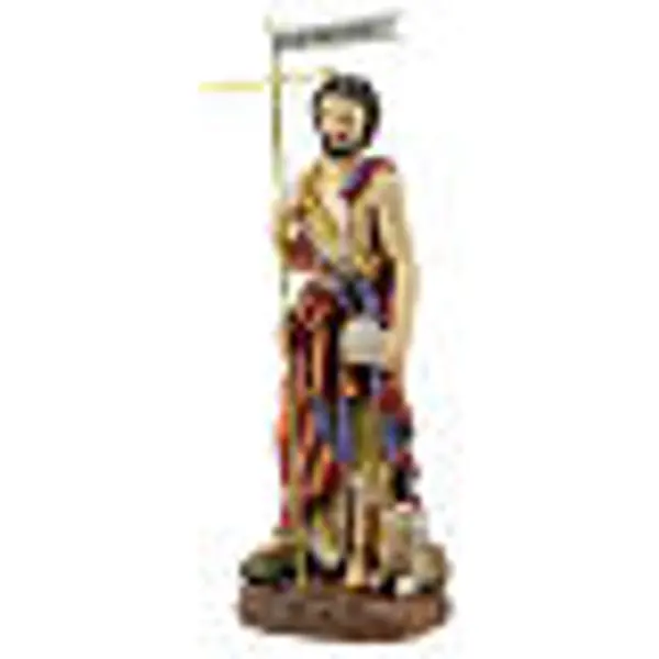 Statue Jean-Baptiste Ecce Agnus Dei croix résine 30 cm