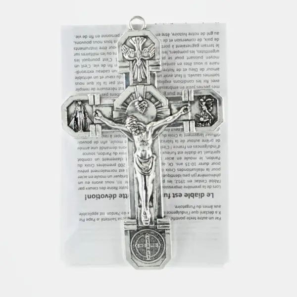Croix du Pardon en métal argenté 11x7cm avec livret francais et anglais